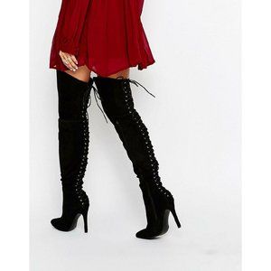 Truffle over the knee Lace Up Back High Heel Boots